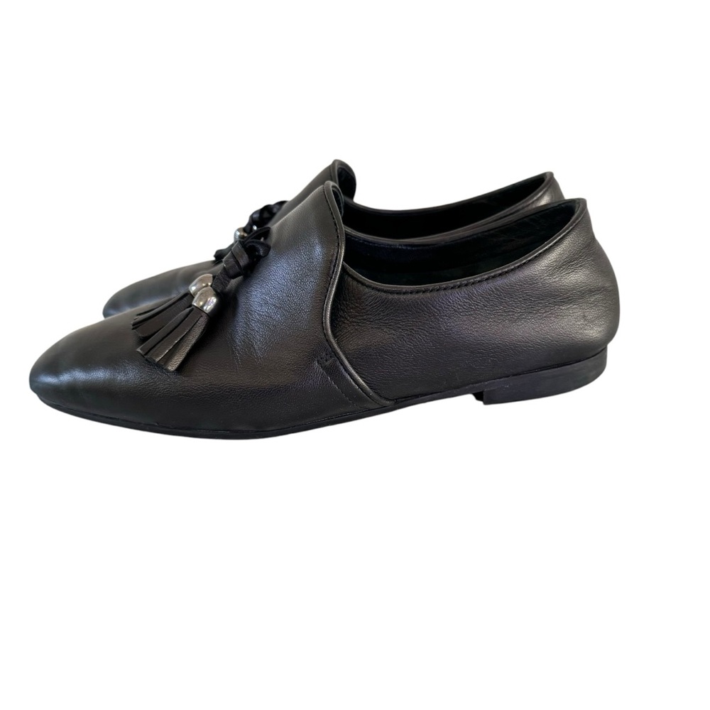 Aquatalia Black Leather Tassel Loafers Flats Women’s Size 8 Made in Italy - Picture 3 of 9